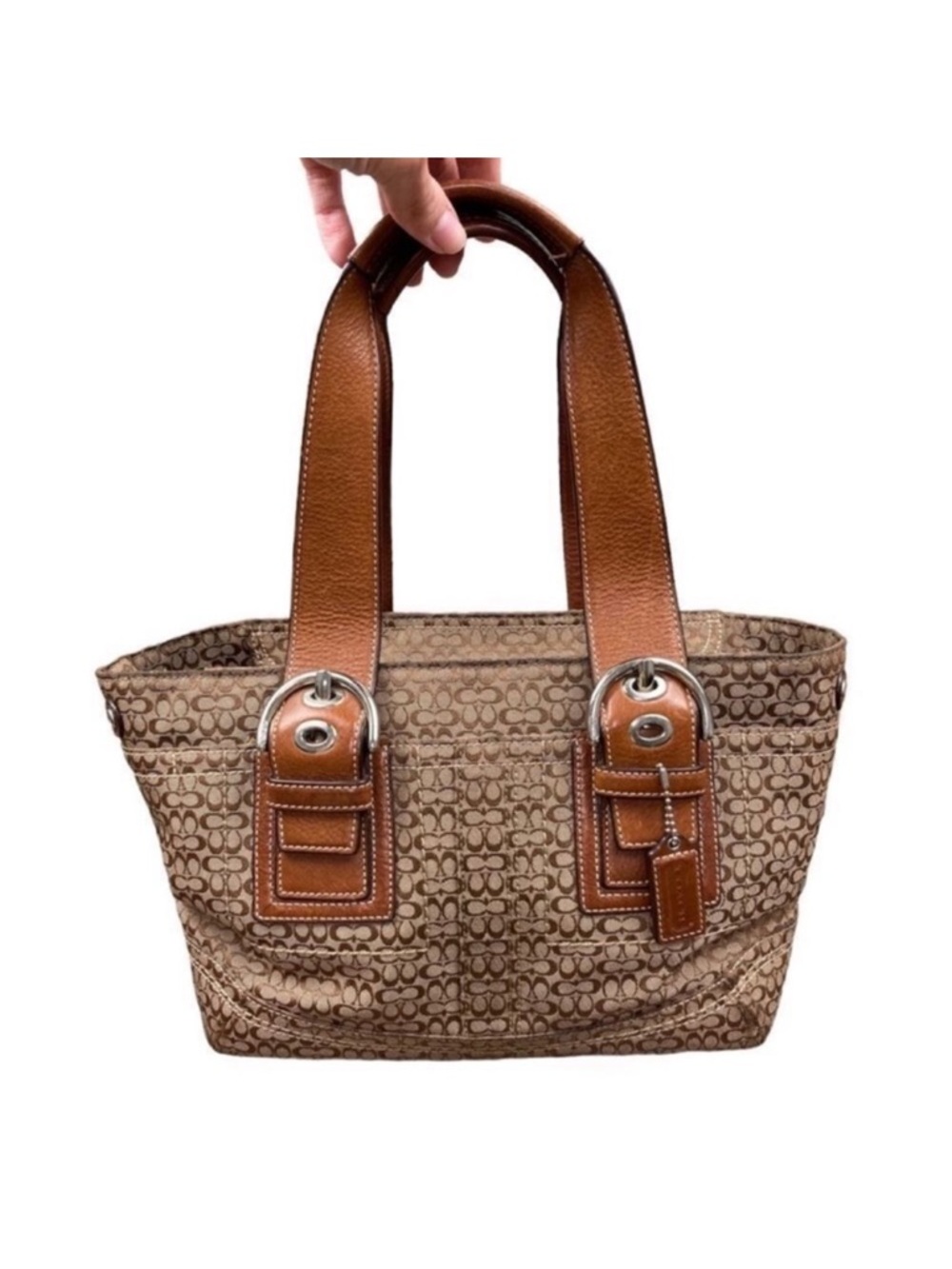 Vintage Y2k Coach soho pleated brown signature C print satchel shoulder bag